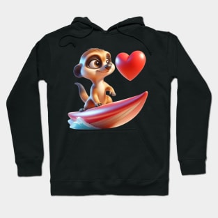 Love Wave Surfer Meerkat – Ocean Heart Adventure Tee Hoodie